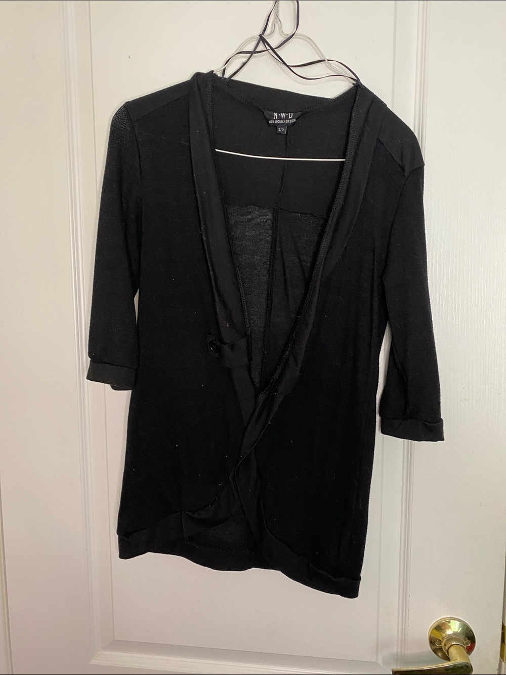 Black Open-Front Lightweight Cardigan